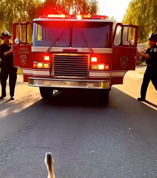 Ducklings fell and firefighters came