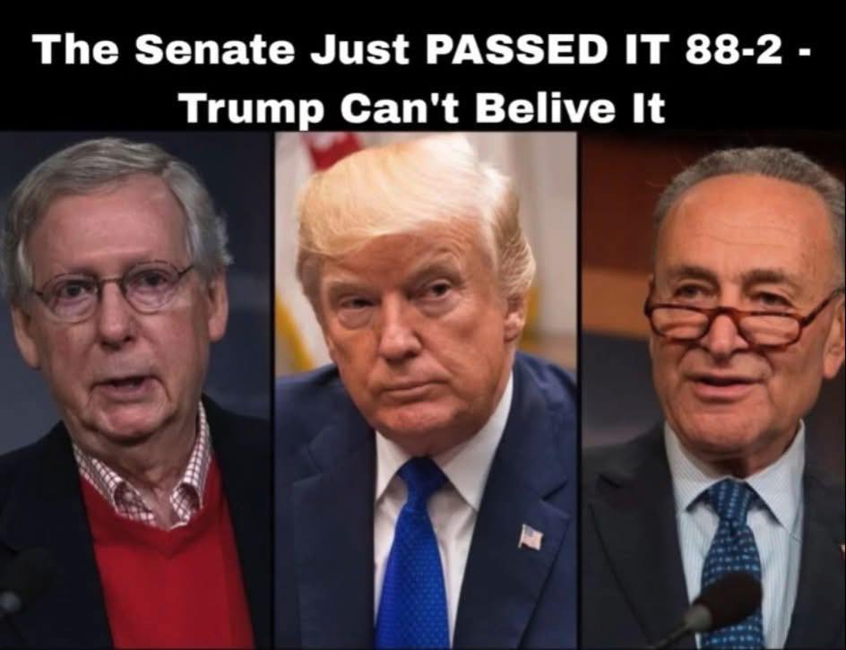 Senate passes it 88-2 — Even Trump didn’t see this coming! See below for details!👇
